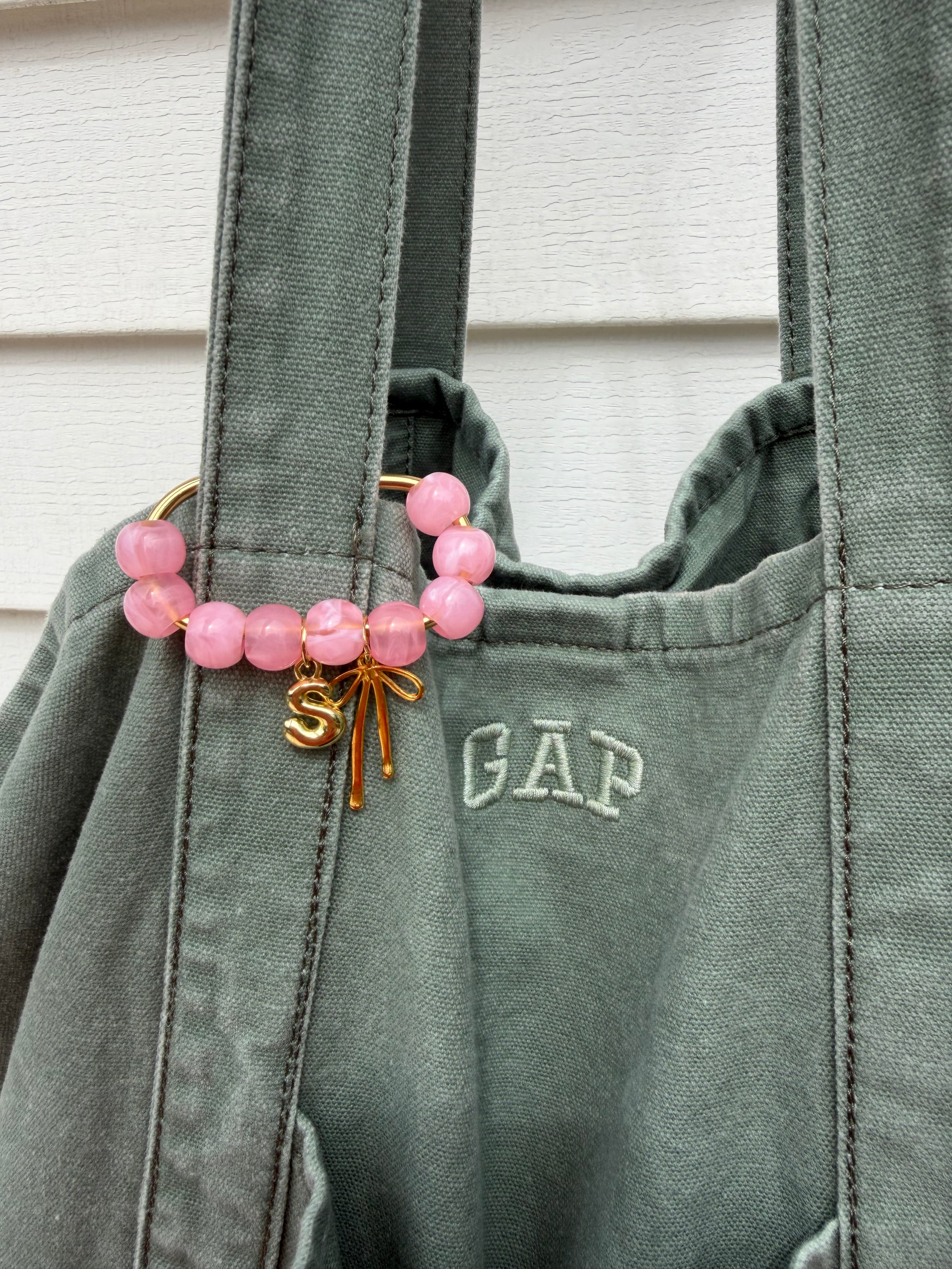 Bubblegum Pink Bow Bag Charm // Custom Initial