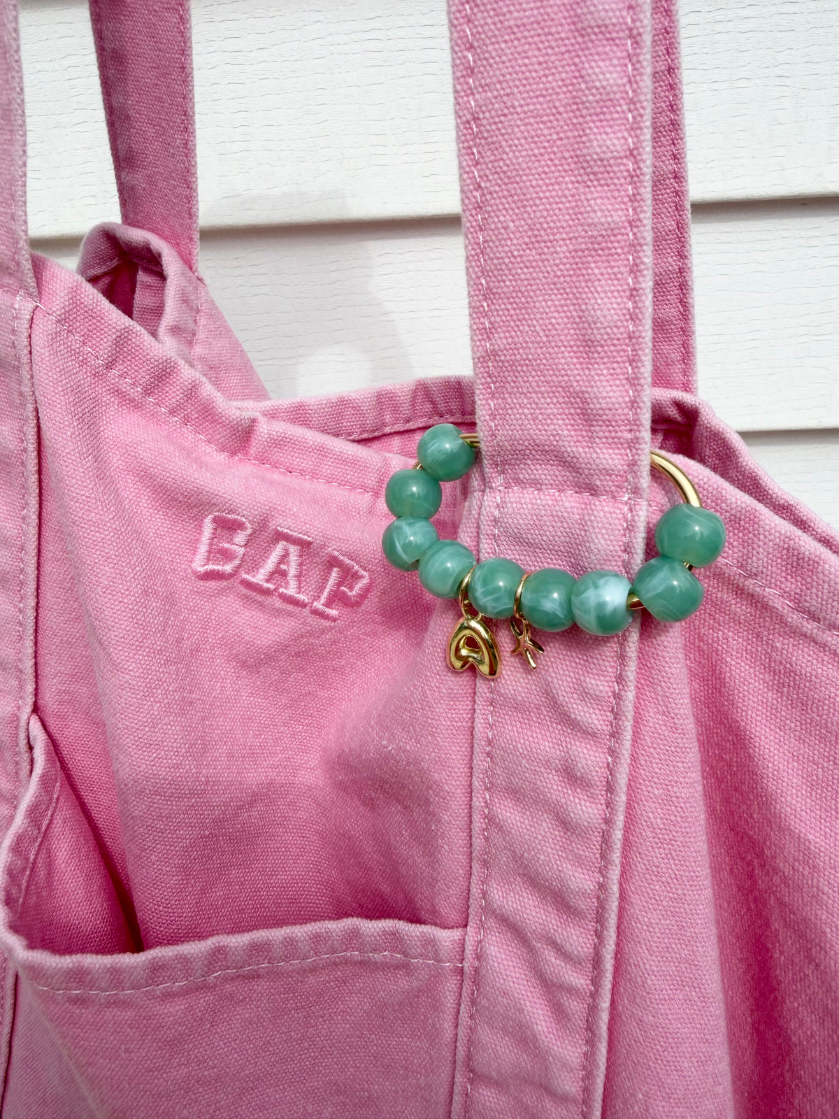 Aquamarine Bag Charm // Custom Initial