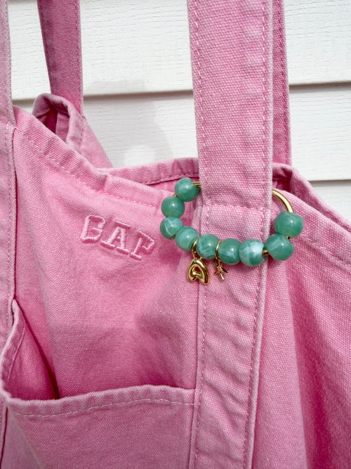 Aquamarine Bag Charm // Custom Initial