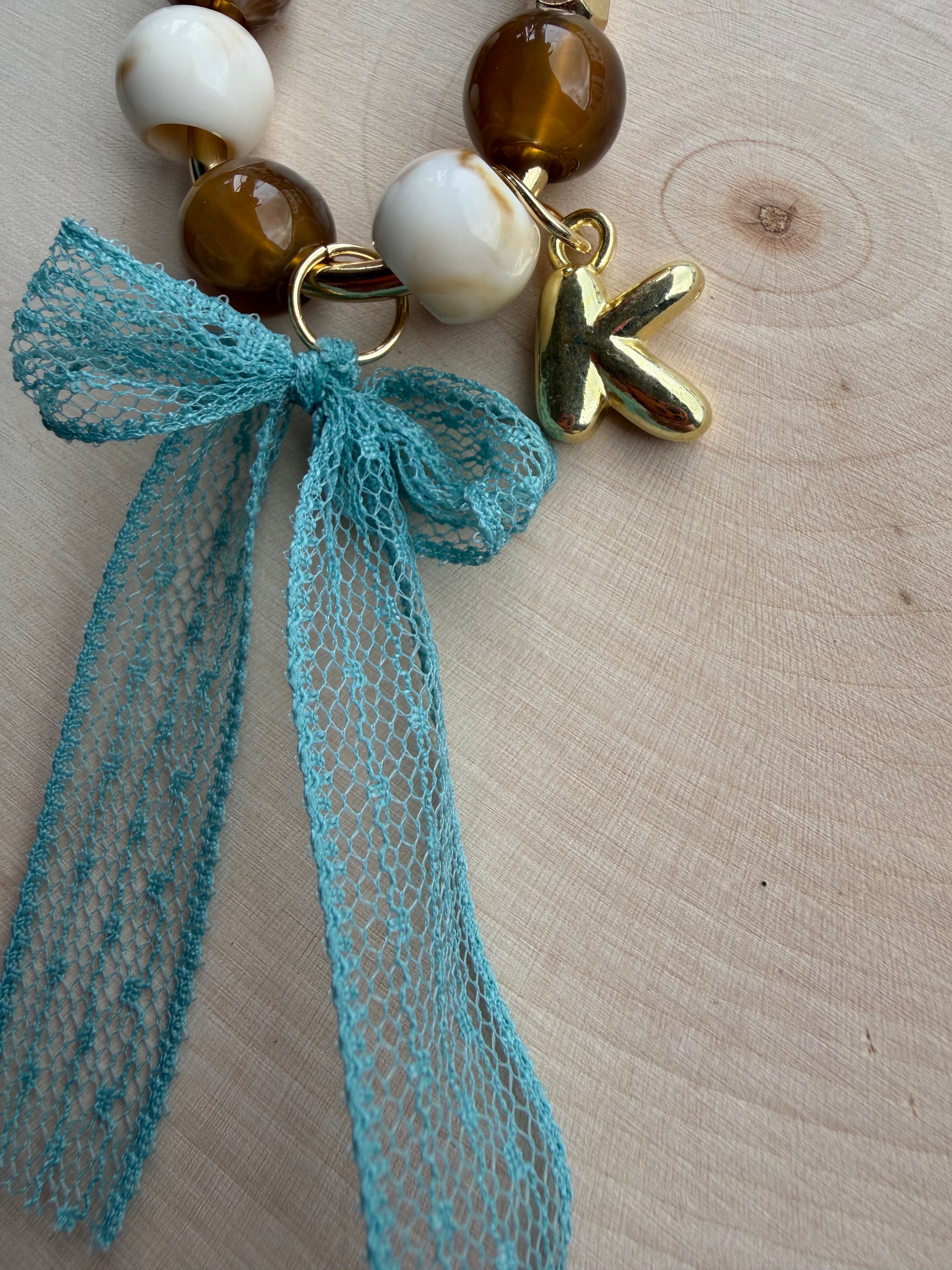 Blue Bow Bag Charm // Custom Initial