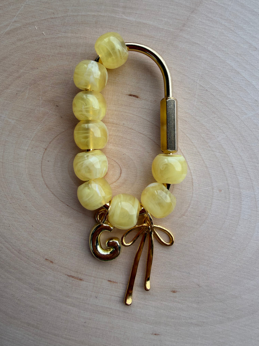 Butter Yellow Bow Bag Charm // Custom Initial