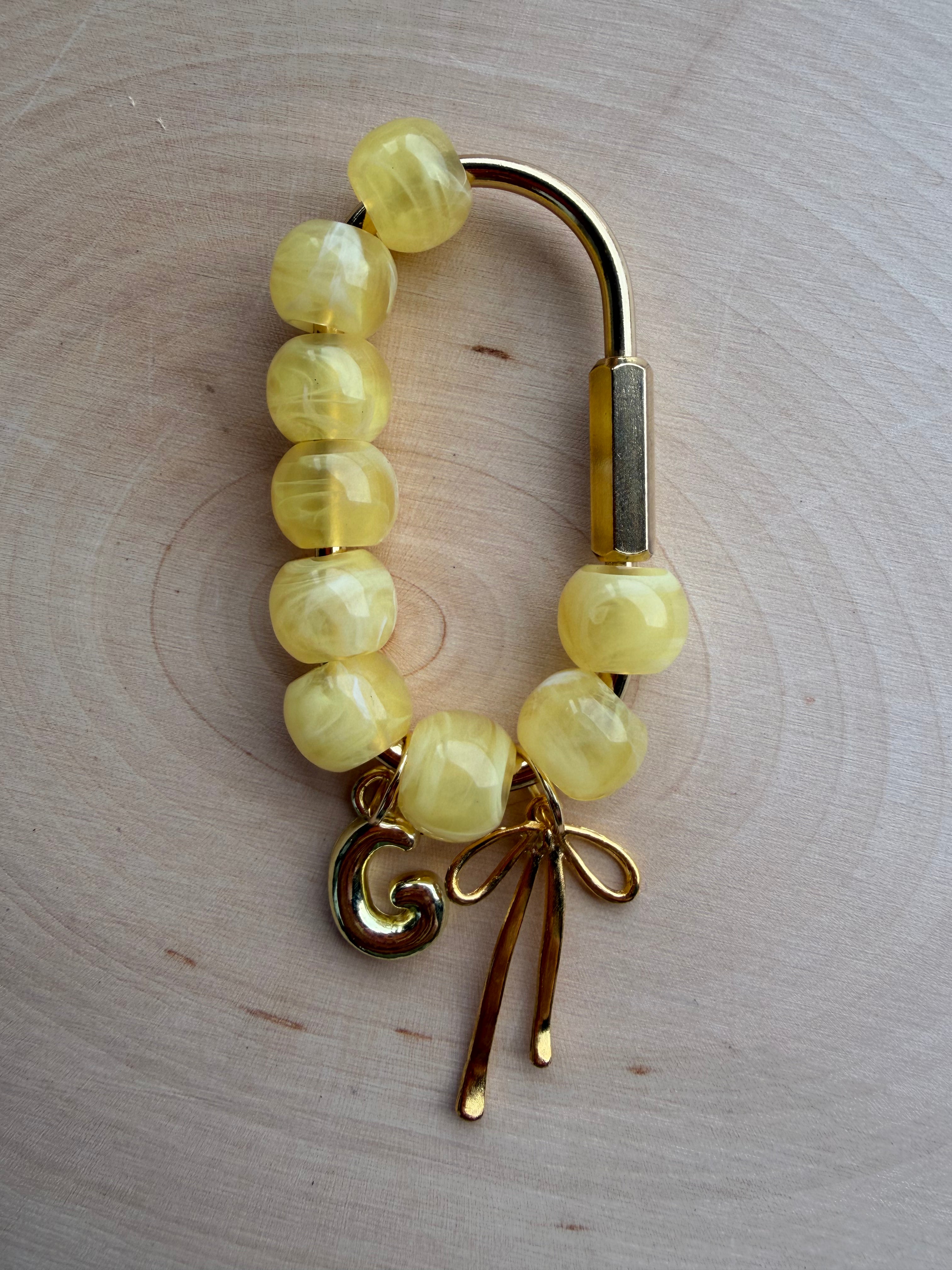 Butter Yellow Bow Bag Charm // Custom Initial