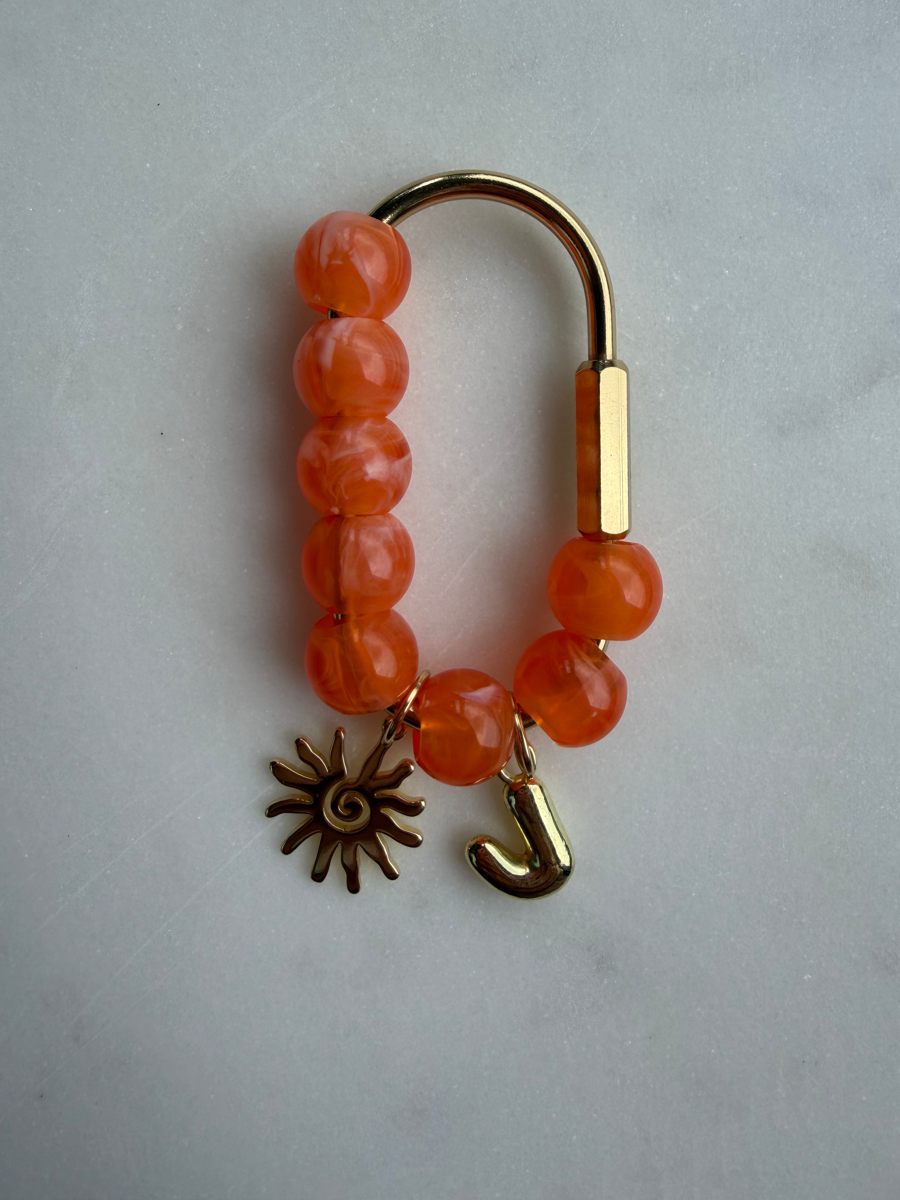 Orange Glow Bag Charm // Custom Initial