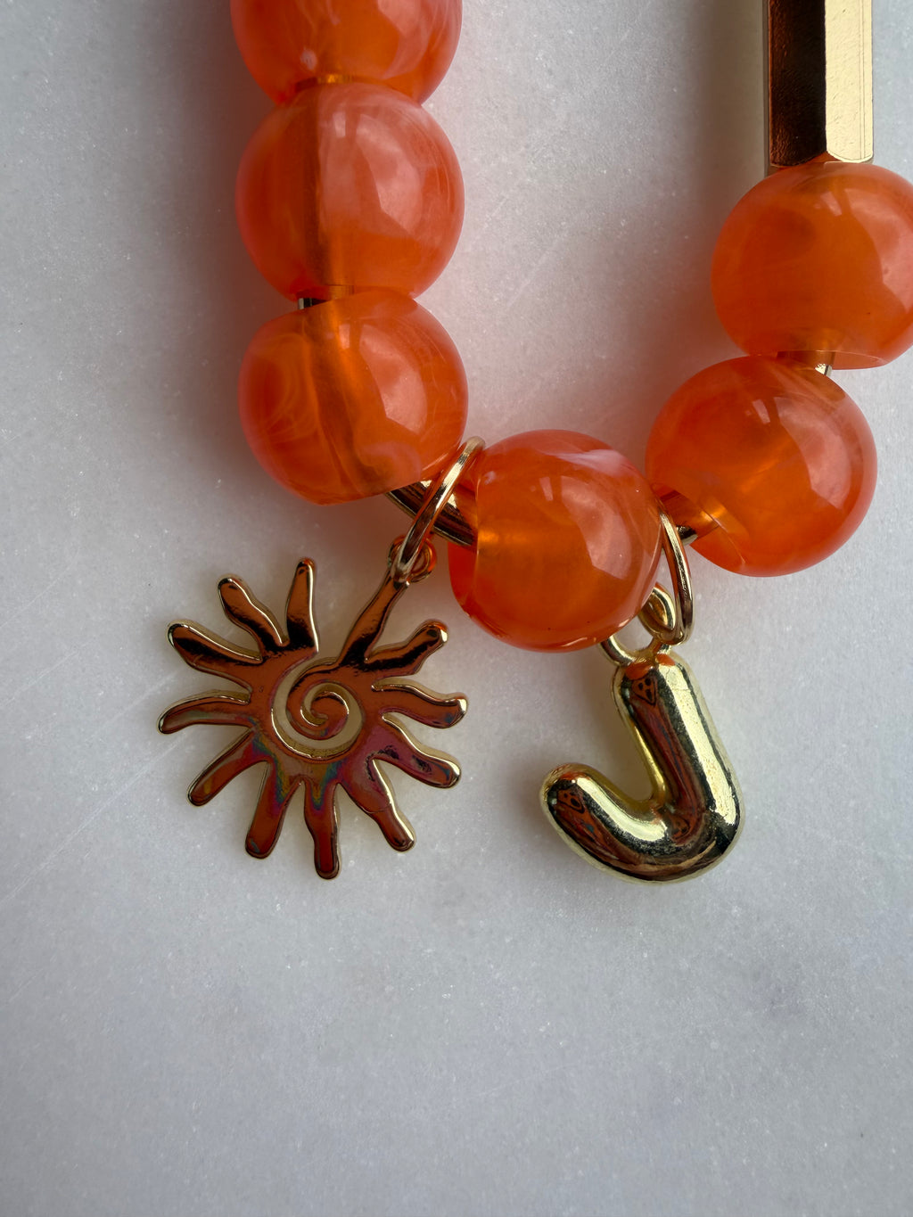 Orange Glow Bag Charm // Custom Initial