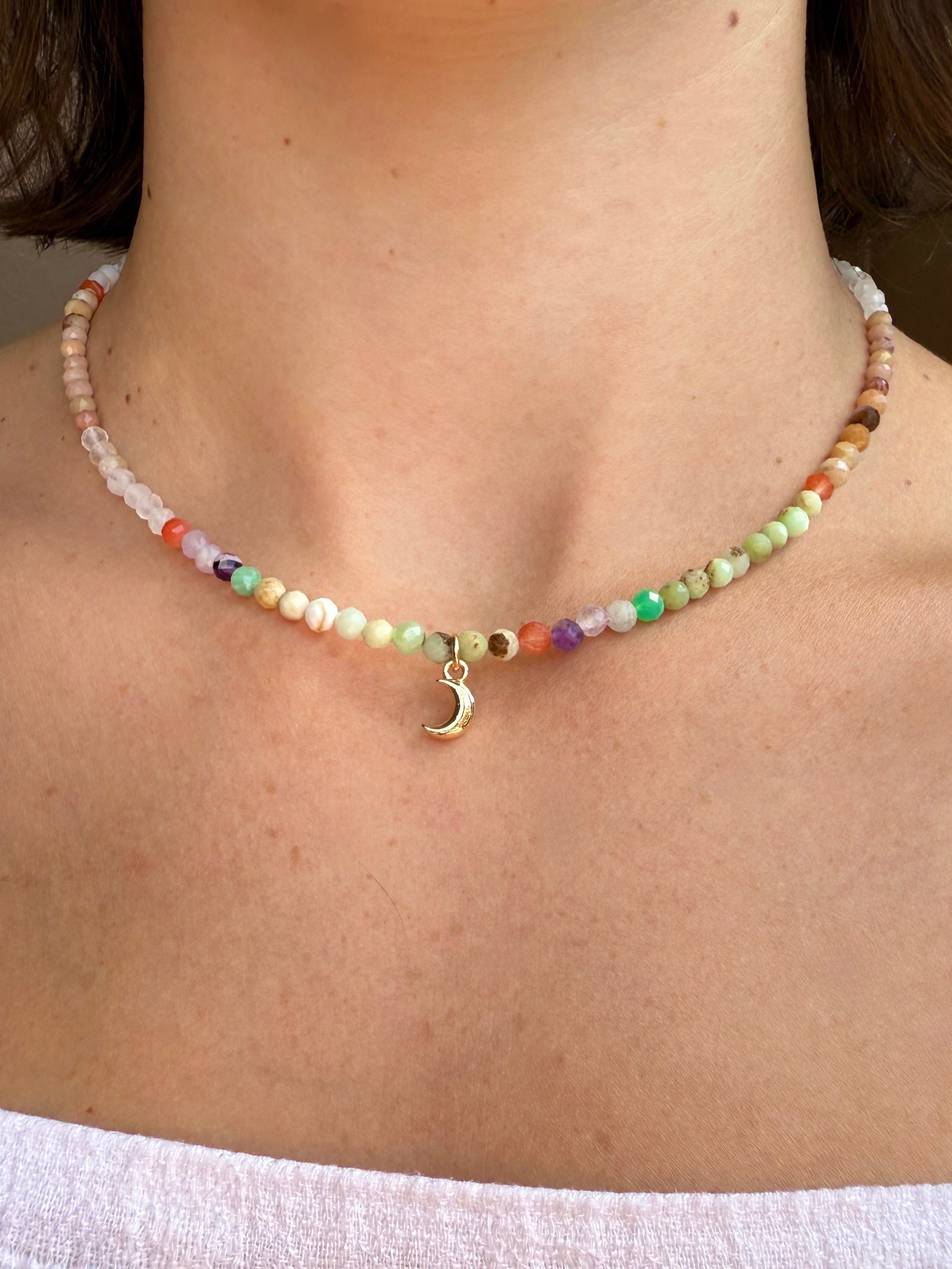 Multi-Gemstone Moon Necklace