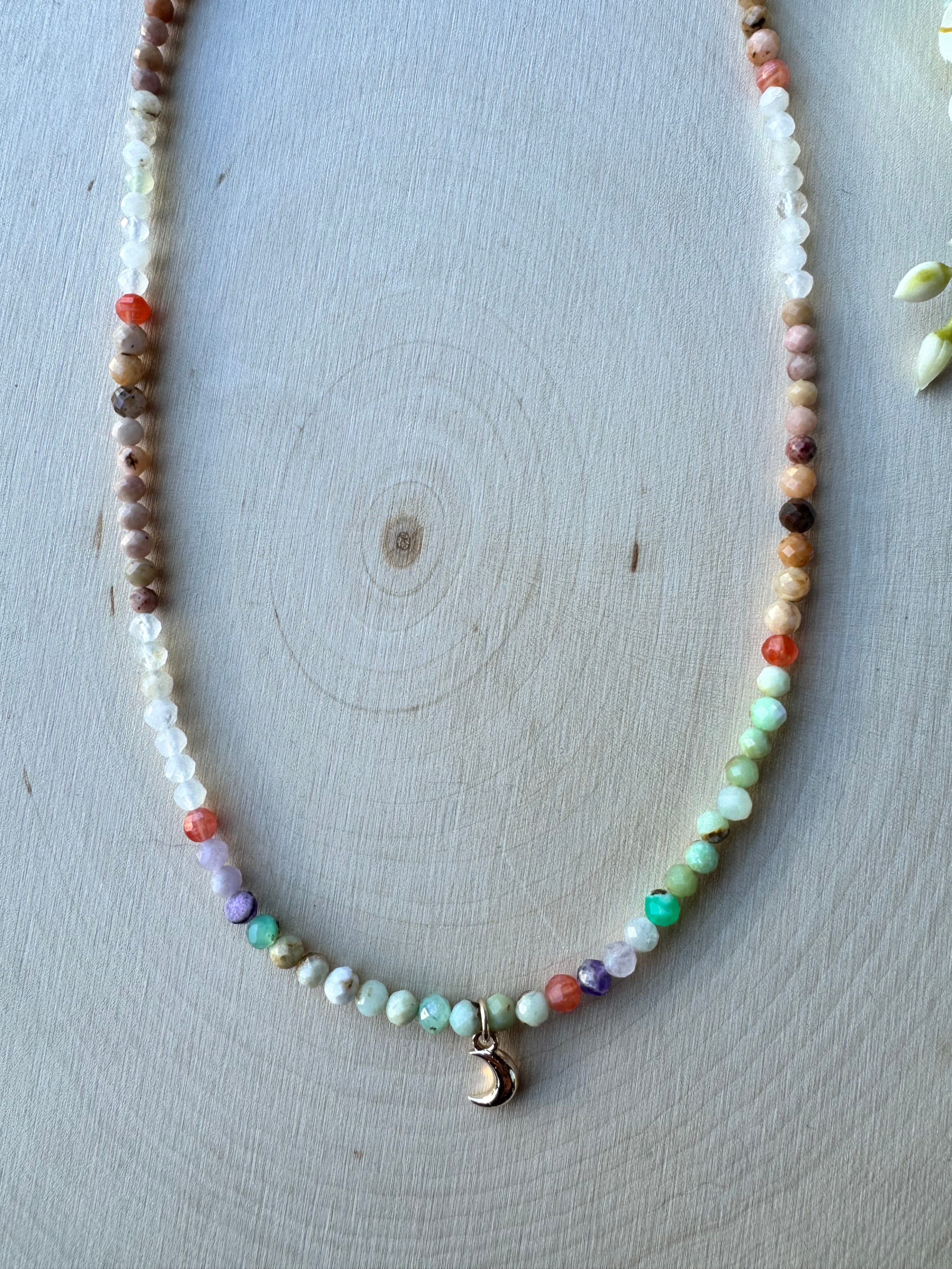 Multi-Gemstone Moon Necklace