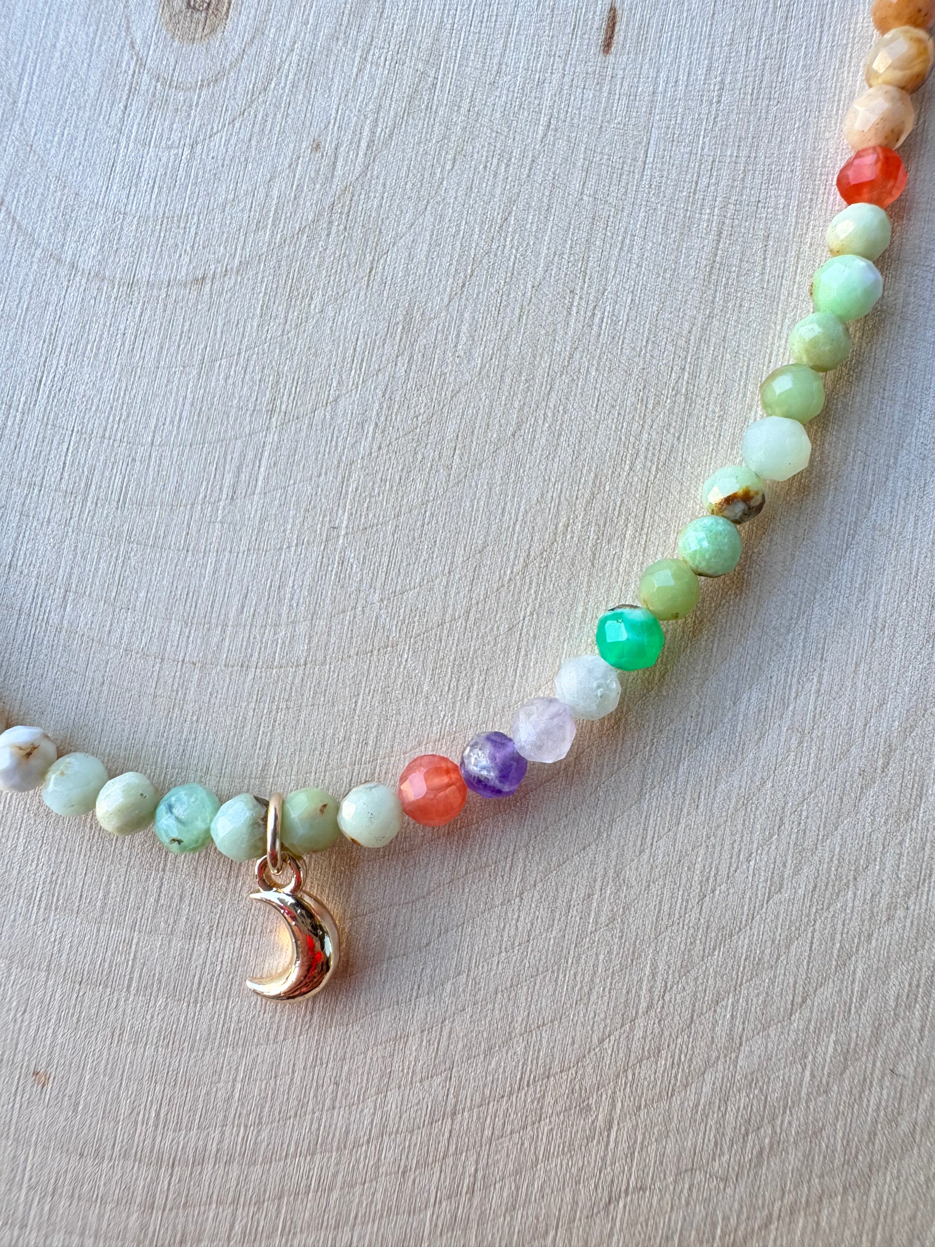 Multi-Gemstone Moon Necklace