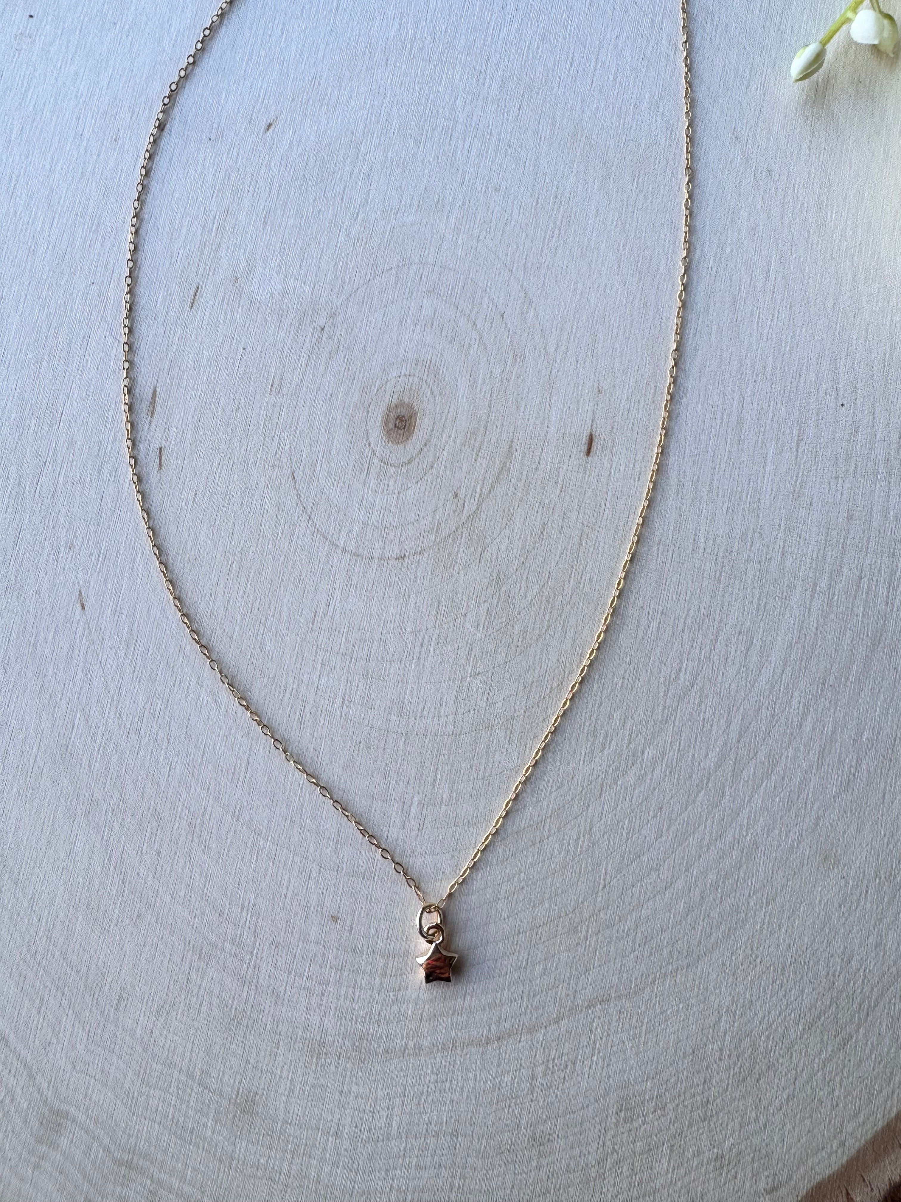 14k gold filled chain with 14k gold filled star charm, dainty necklace, full necklace