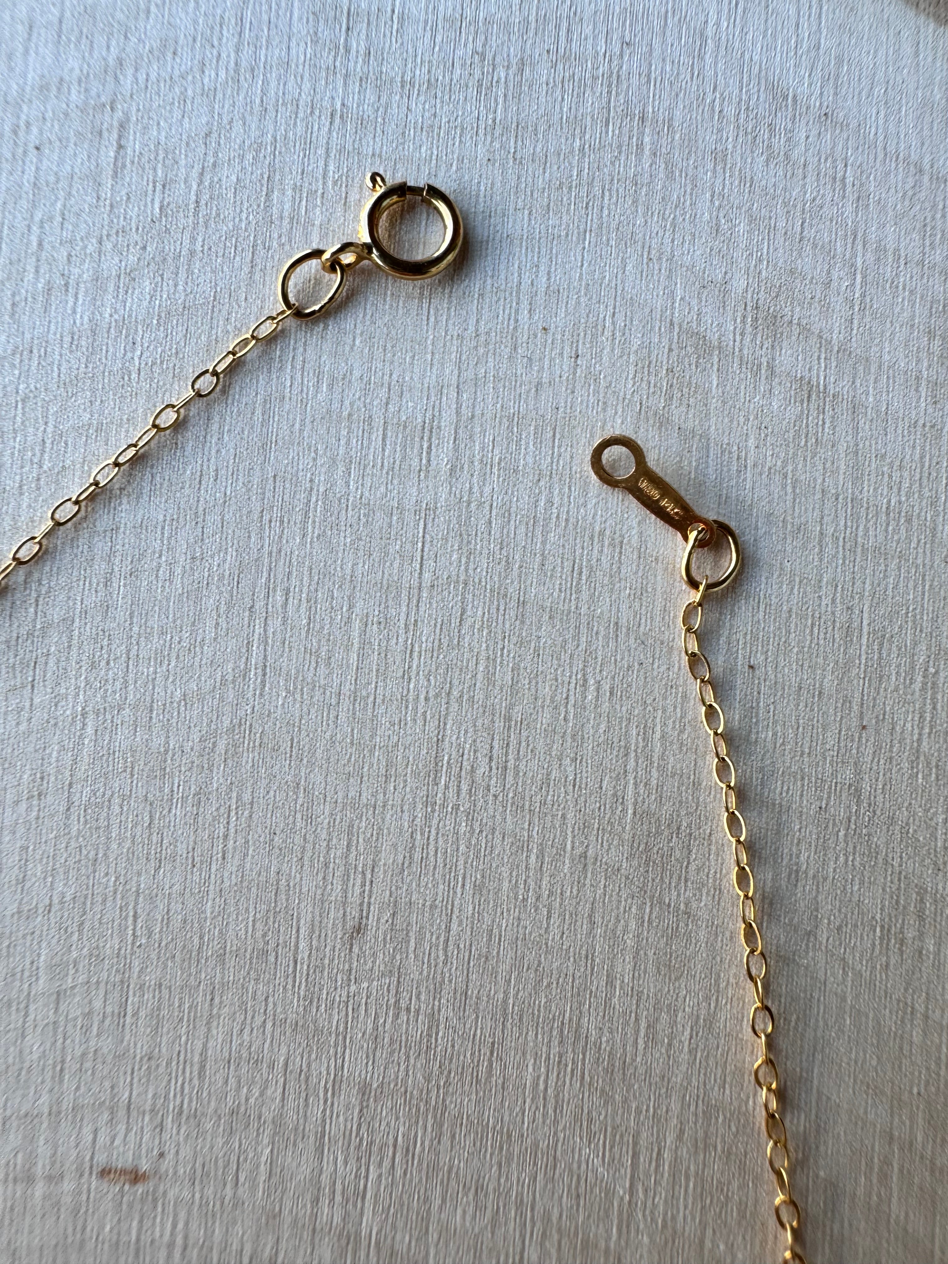 14k gold filled chain with 14k gold filled star charm, dainty necklace, closeup of clasp