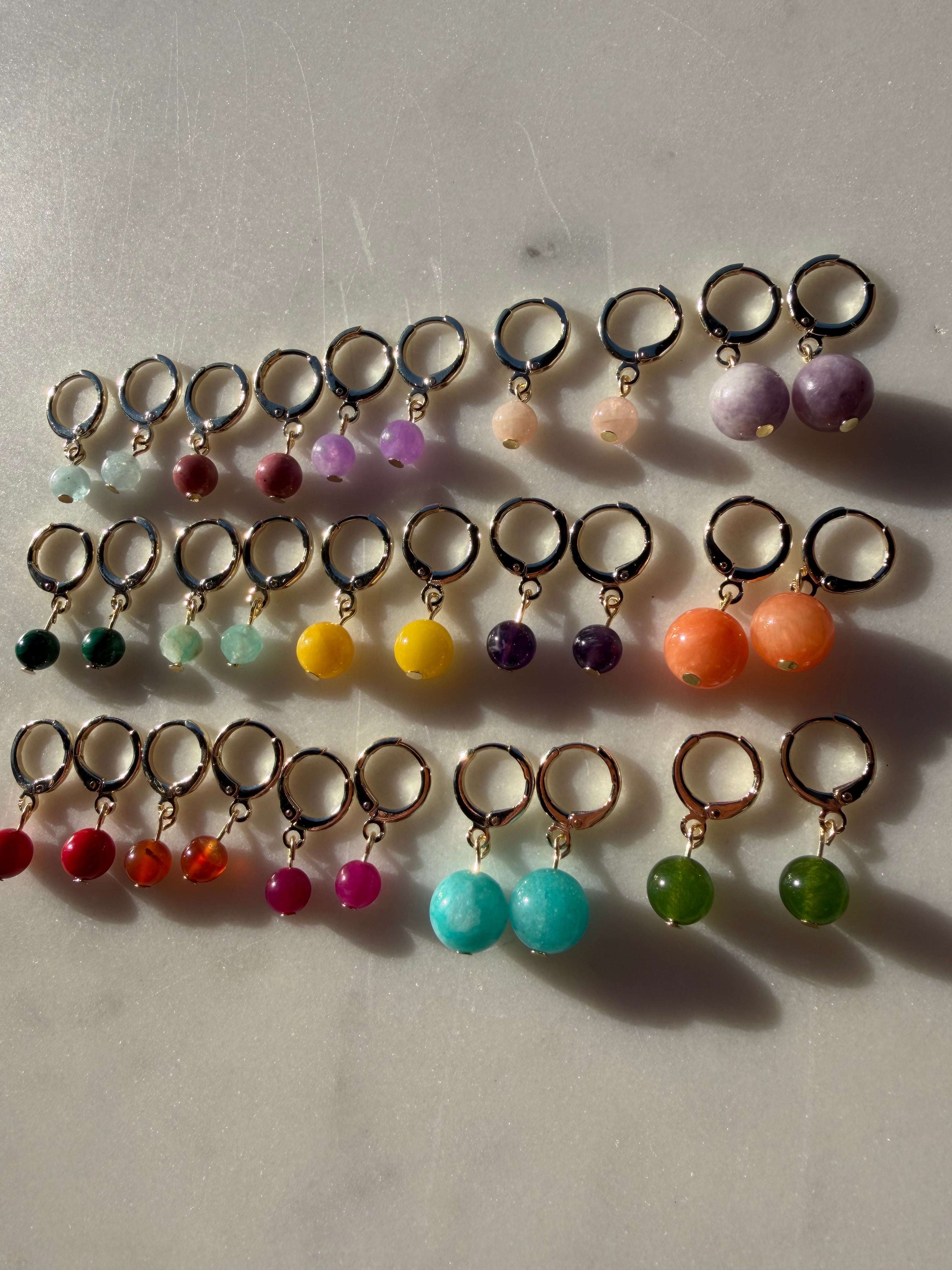 Gemstone Huggie Hoop Earrings