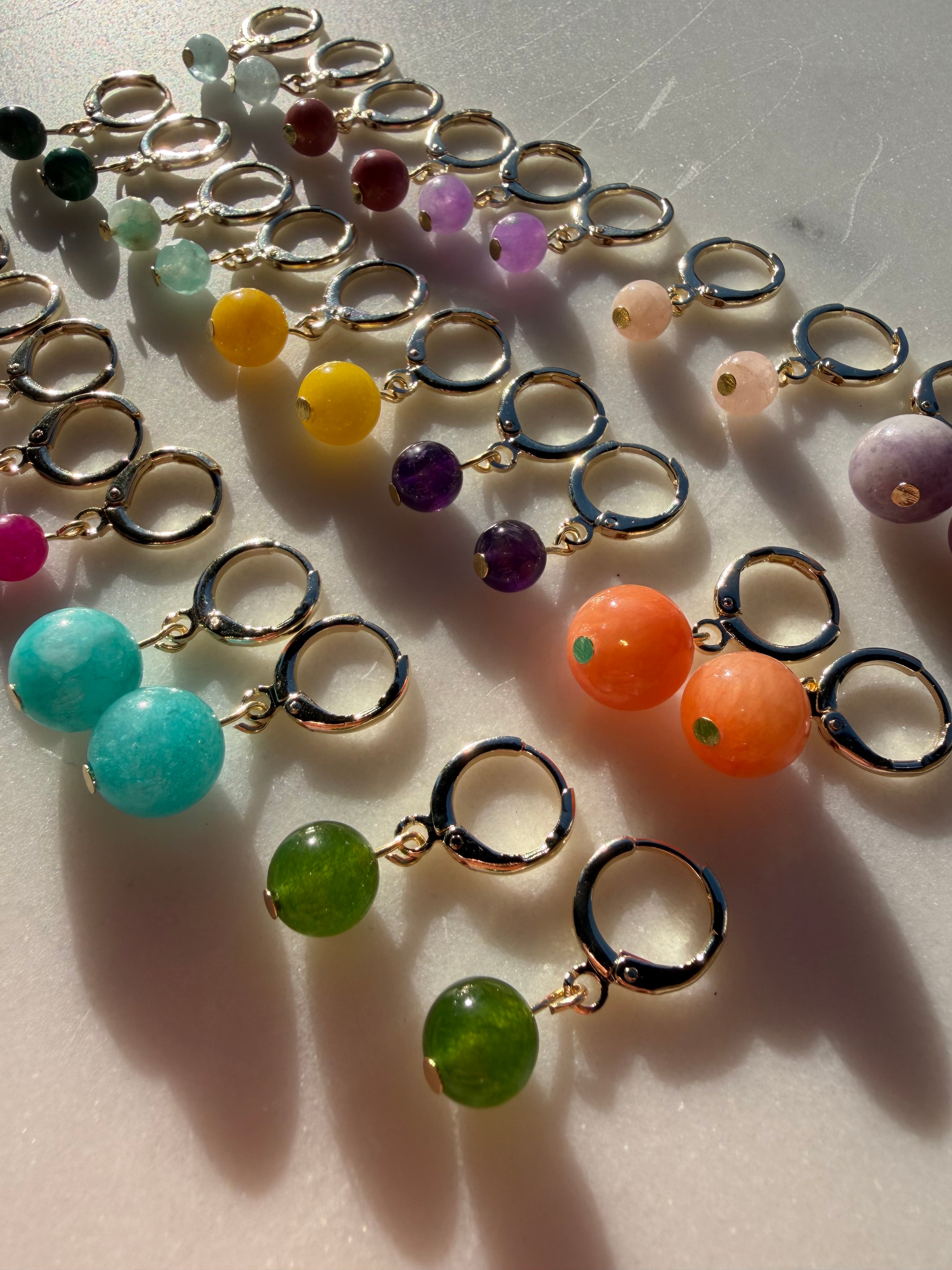 Gemstone Huggie Hoop Earrings