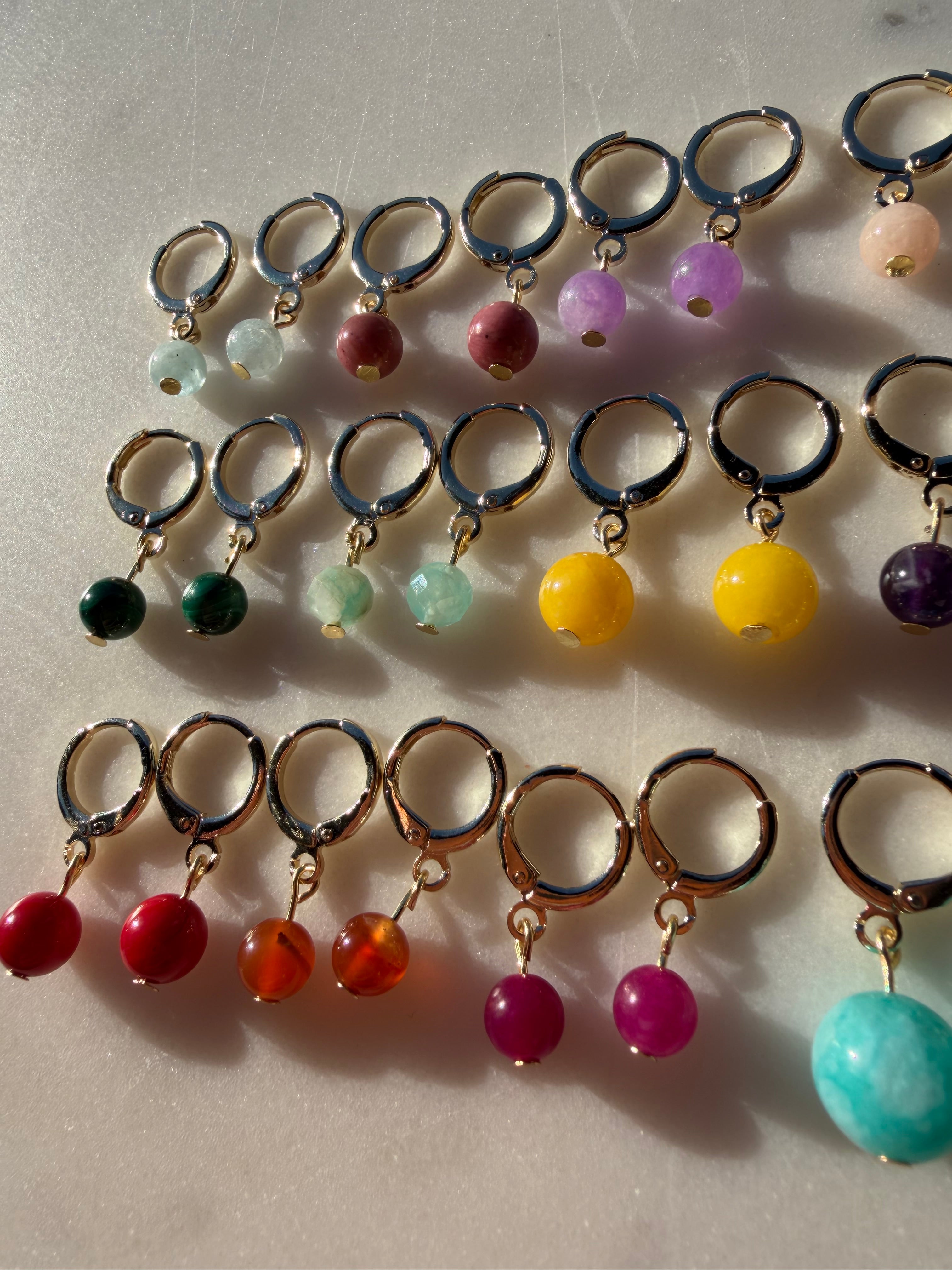 Gemstone Huggie Hoop Earrings