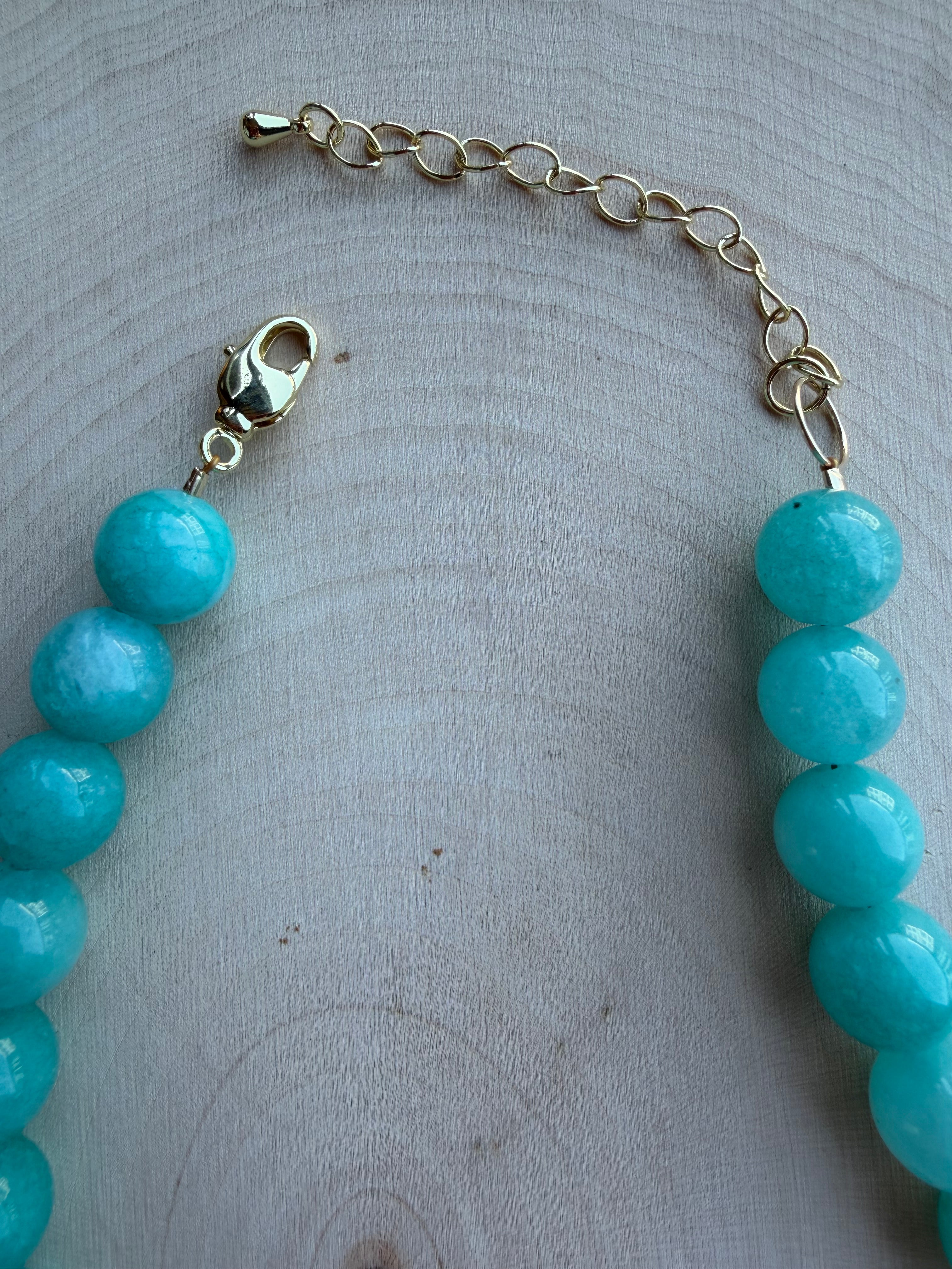 Blue Jade Gemstone Necklace // One of a Kind