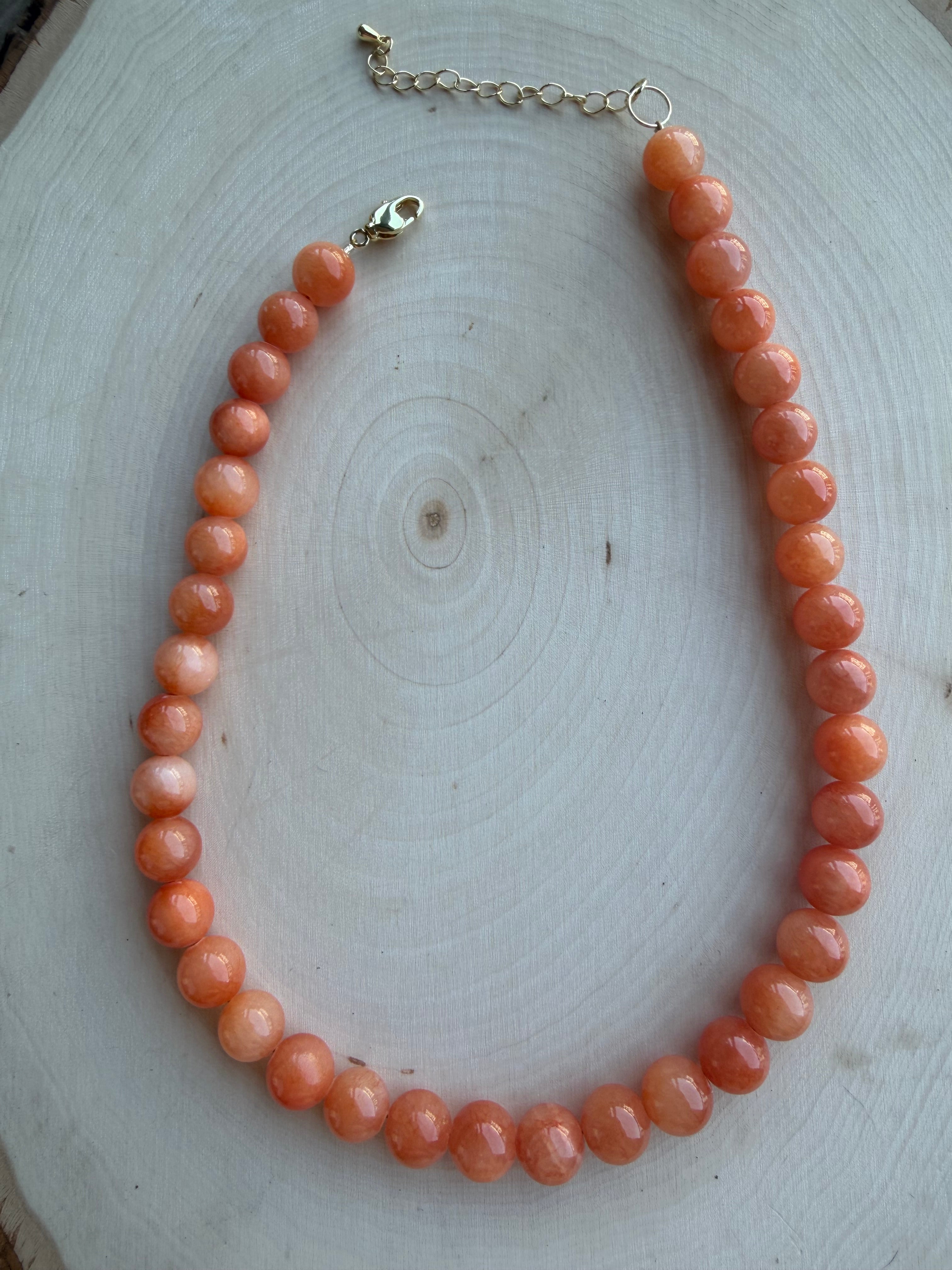 Orange Jade Gemstone Necklace // One of a Kind