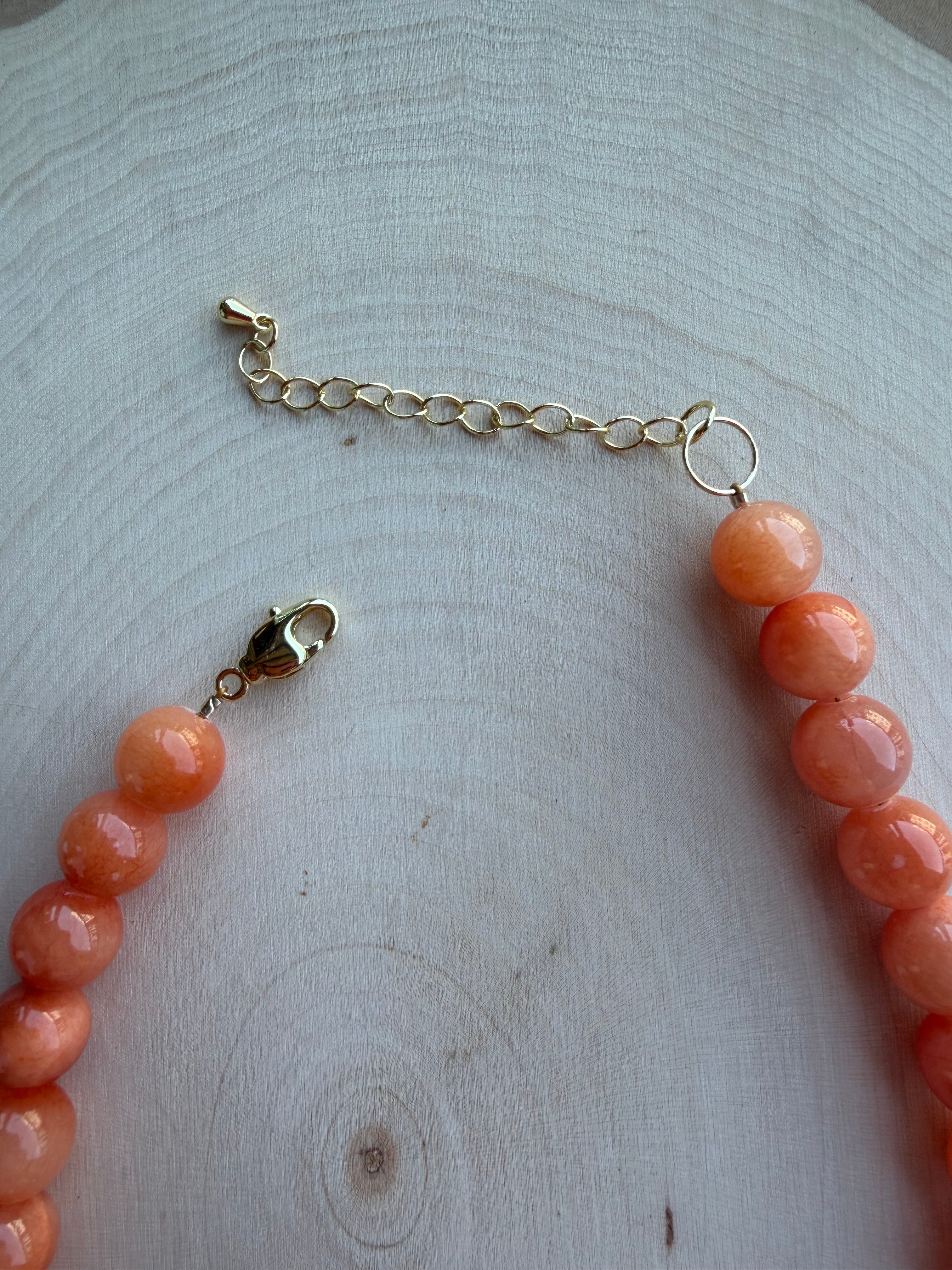 Orange Jade Gemstone Necklace // One of a Kind