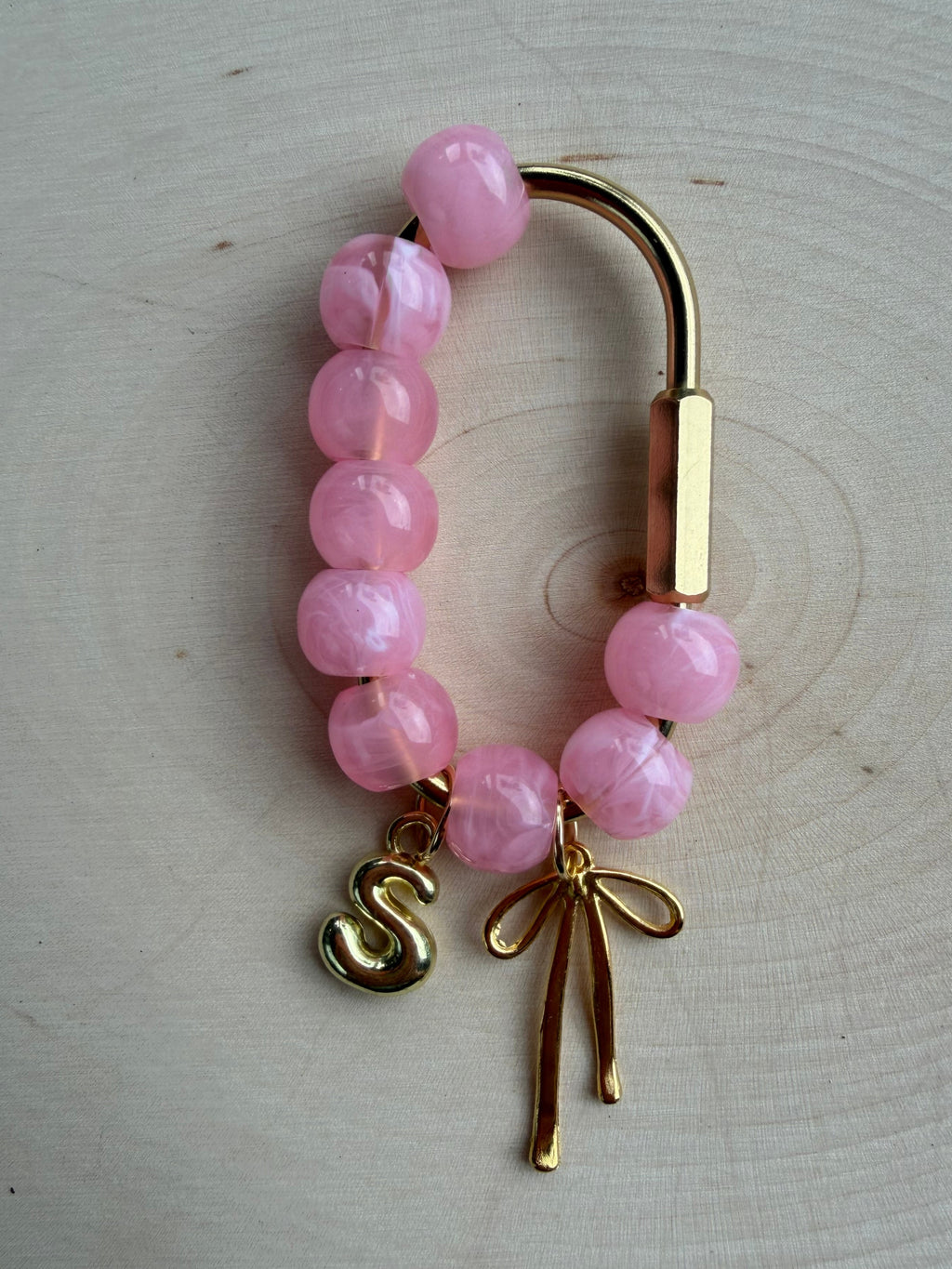 Bubblegum Pink Bow Bag Charm // Custom Initial