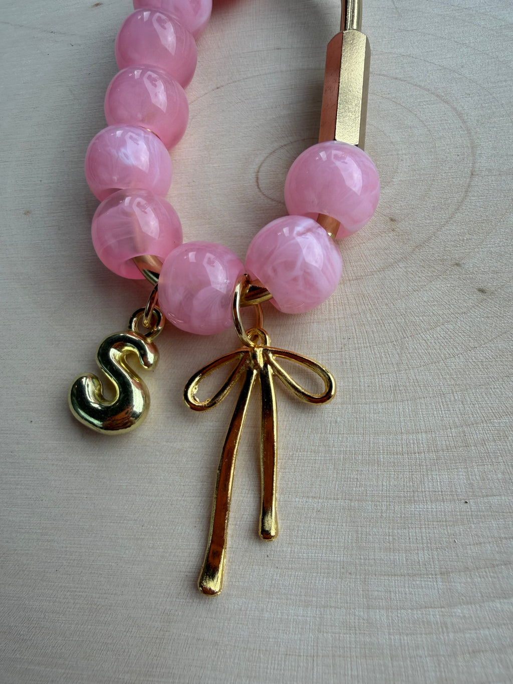 Bubblegum Pink Bow Bag Charm // Custom Initial