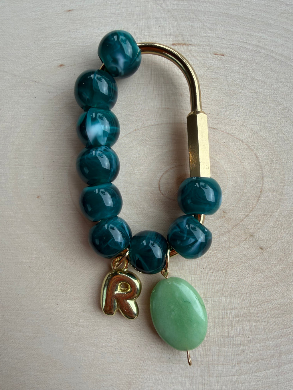 Ocean Teal Bag Charm // Custom Initial