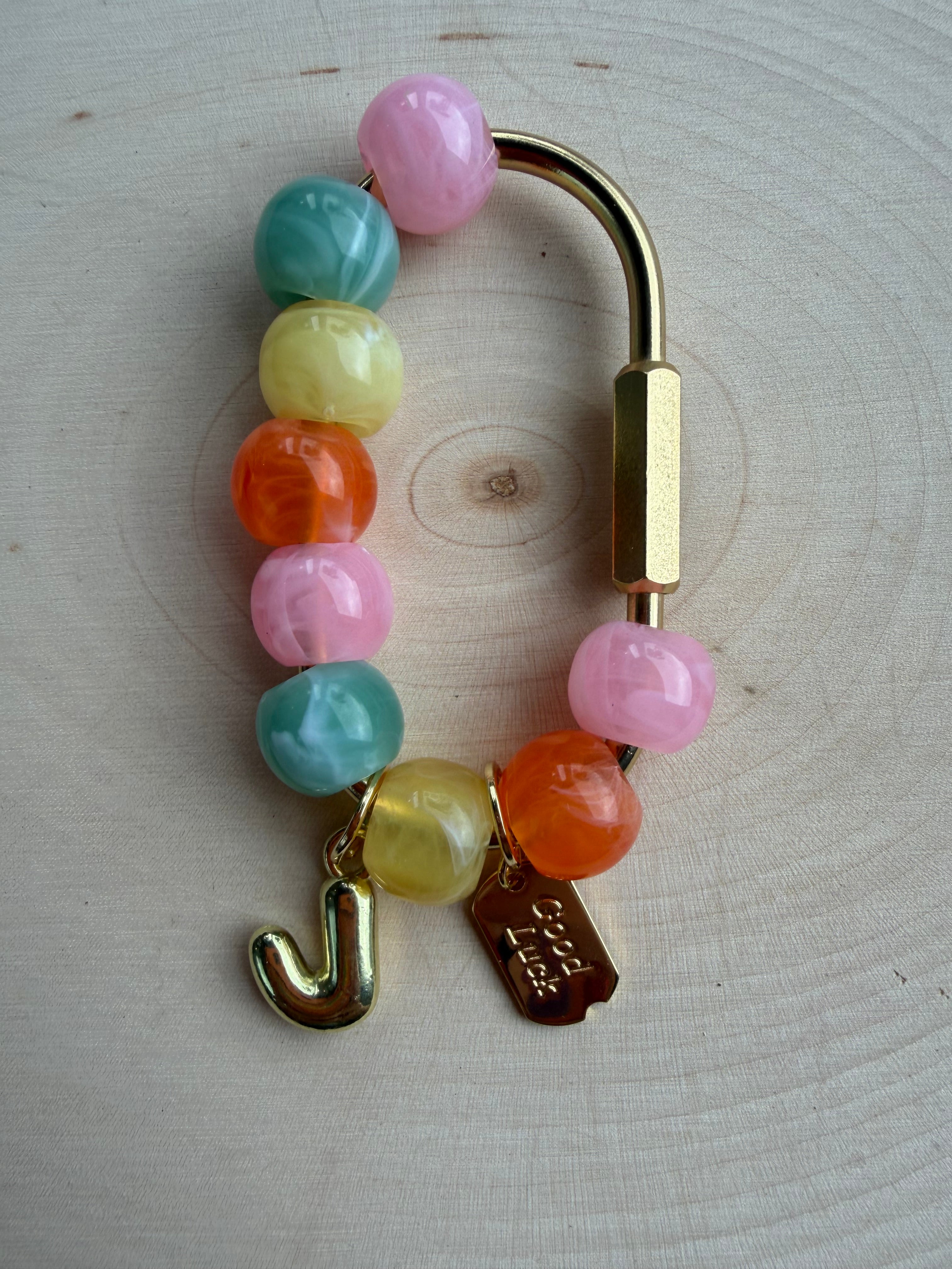 Rainbow Candy Bag Charm // Custom Initial
