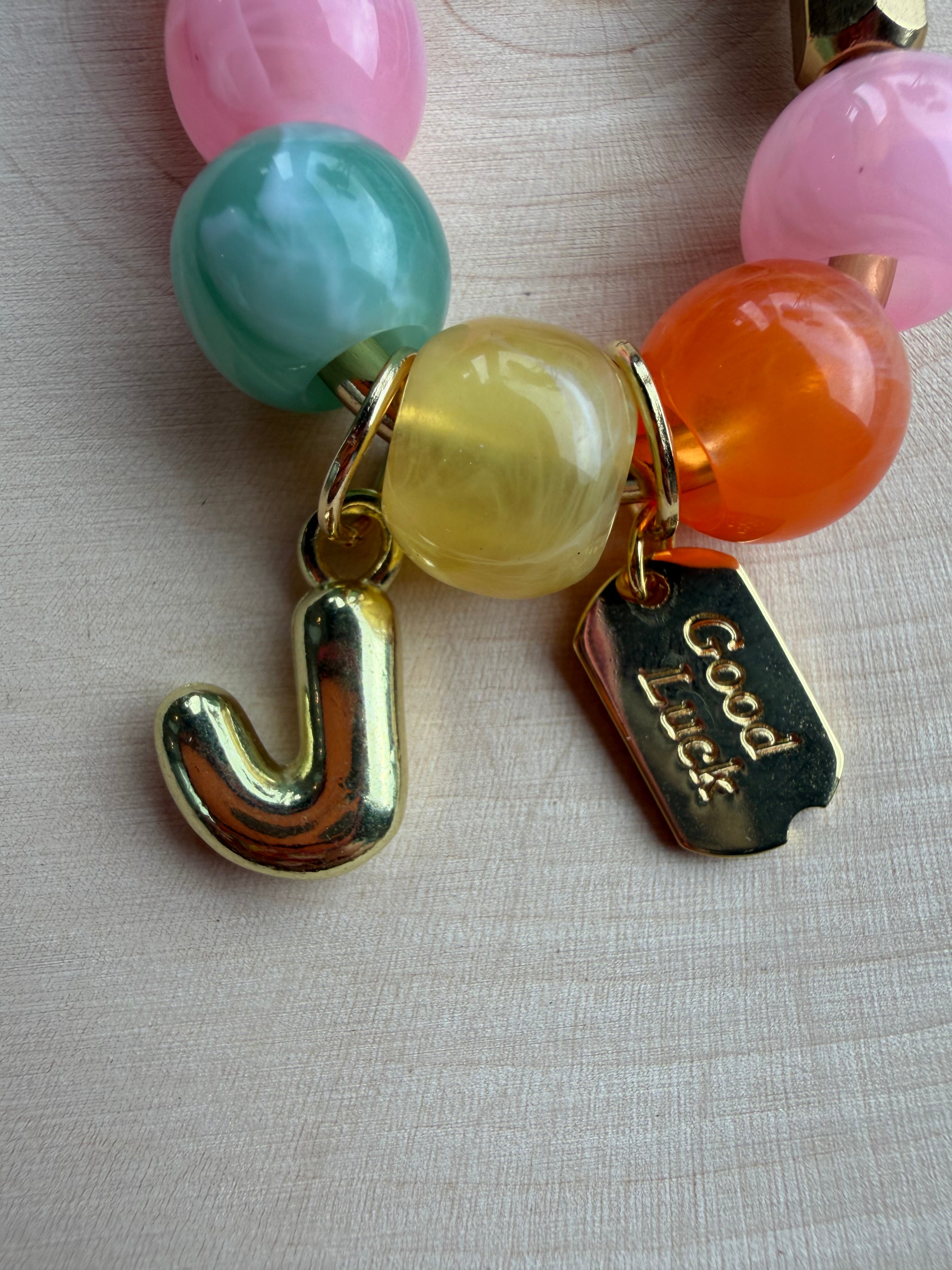 Rainbow Candy Bag Charm // Custom Initial