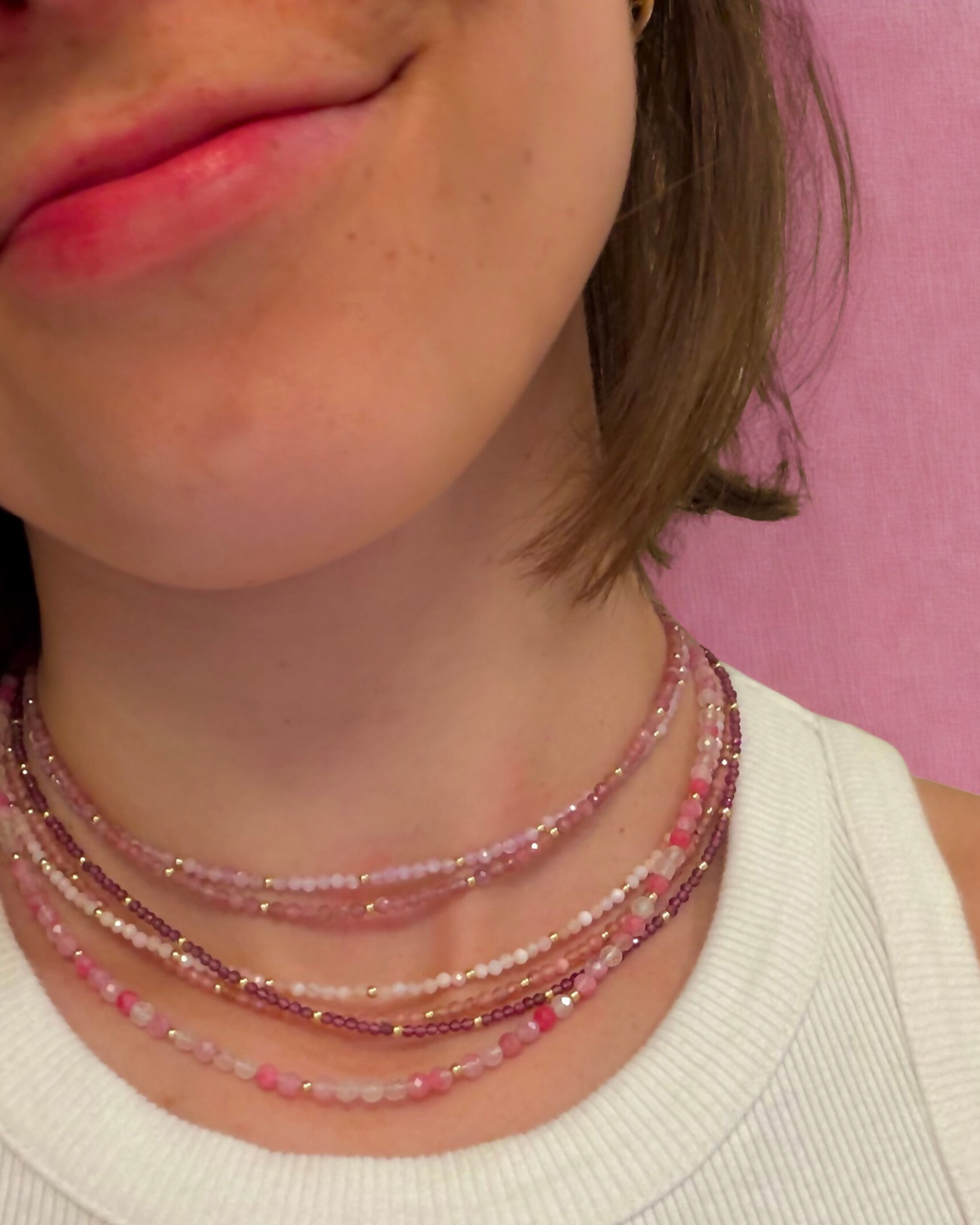 Rhodochrosite Gemstone Necklace // Lover Collection