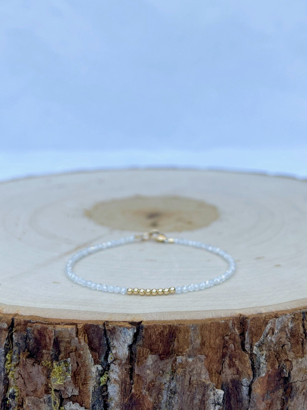 handmade cubic zirconia birthstone gem bracelet with 14k gold filled findings