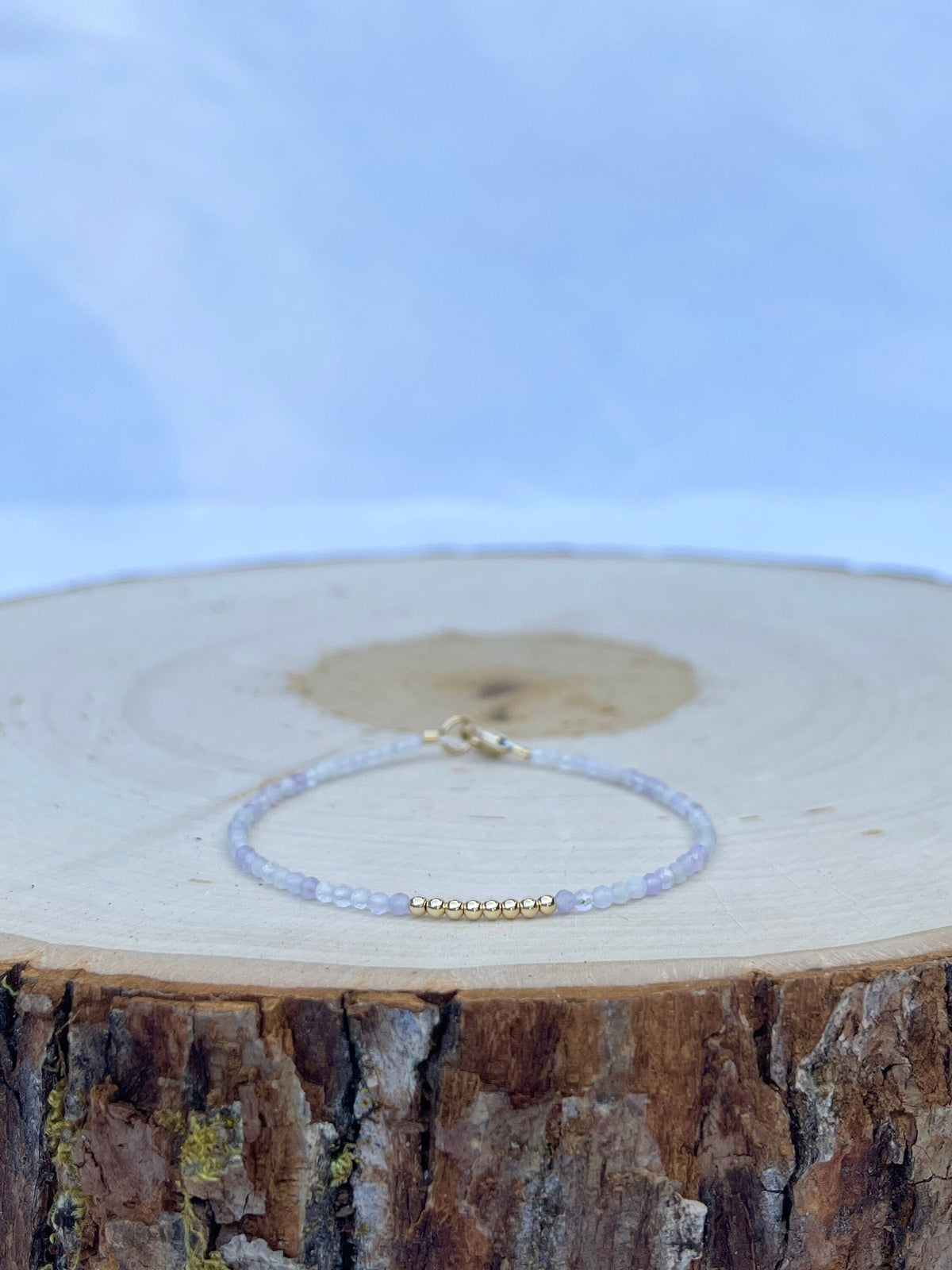 handmade amethyst birthstone gem bracelet with 14k gold filled 