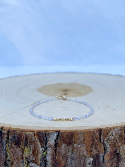 handmade amethyst birthstone gem bracelet with 14k gold filled 