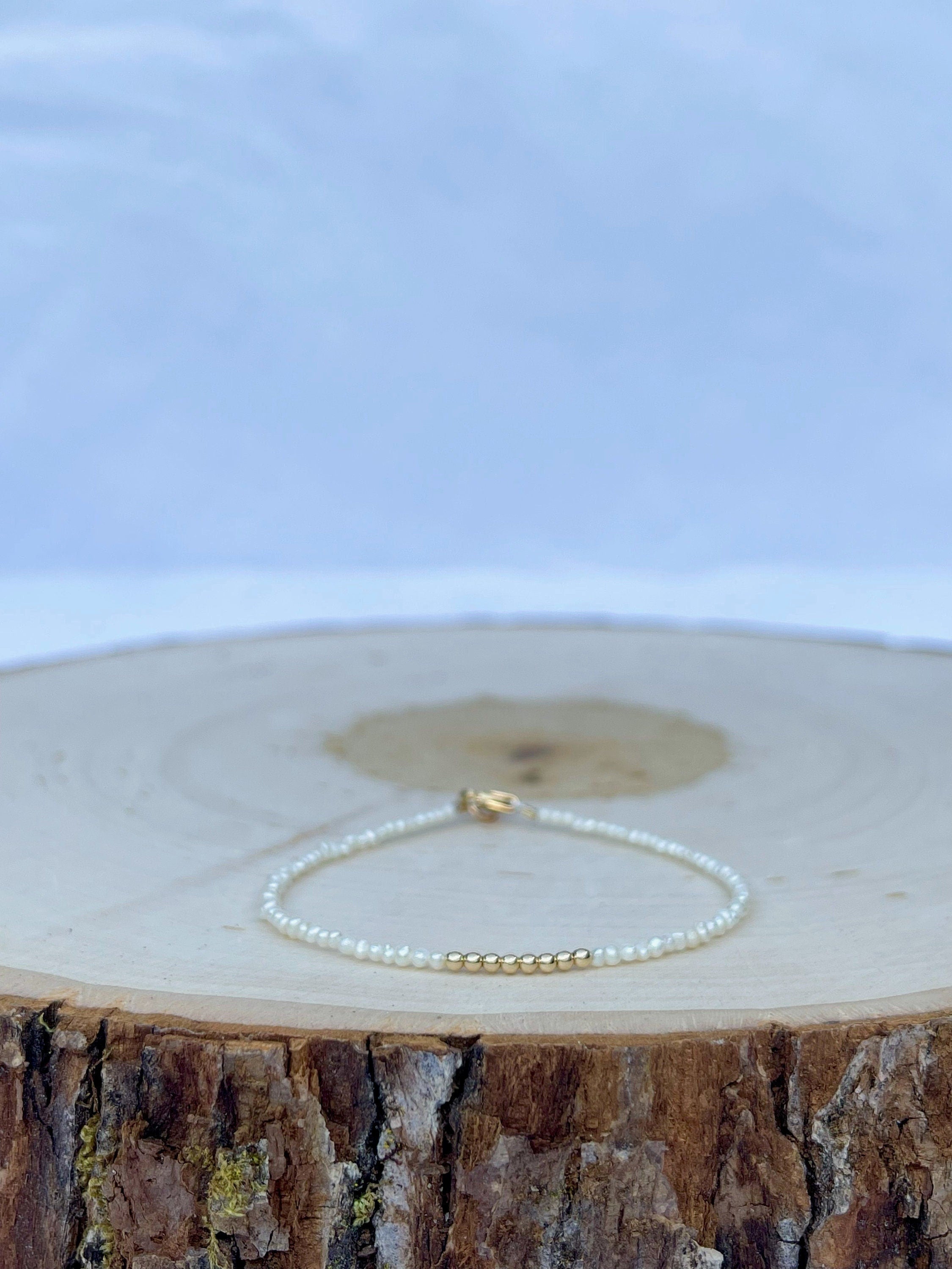 handmade pearl birthstone bracelet with 14k gold filled