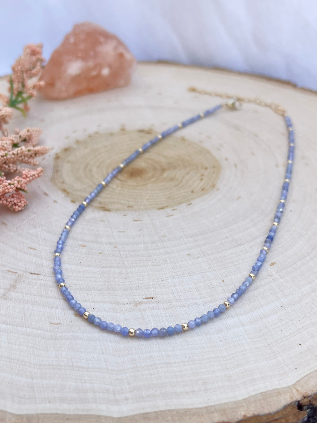 handmade tanzanite gem beaded necklace 