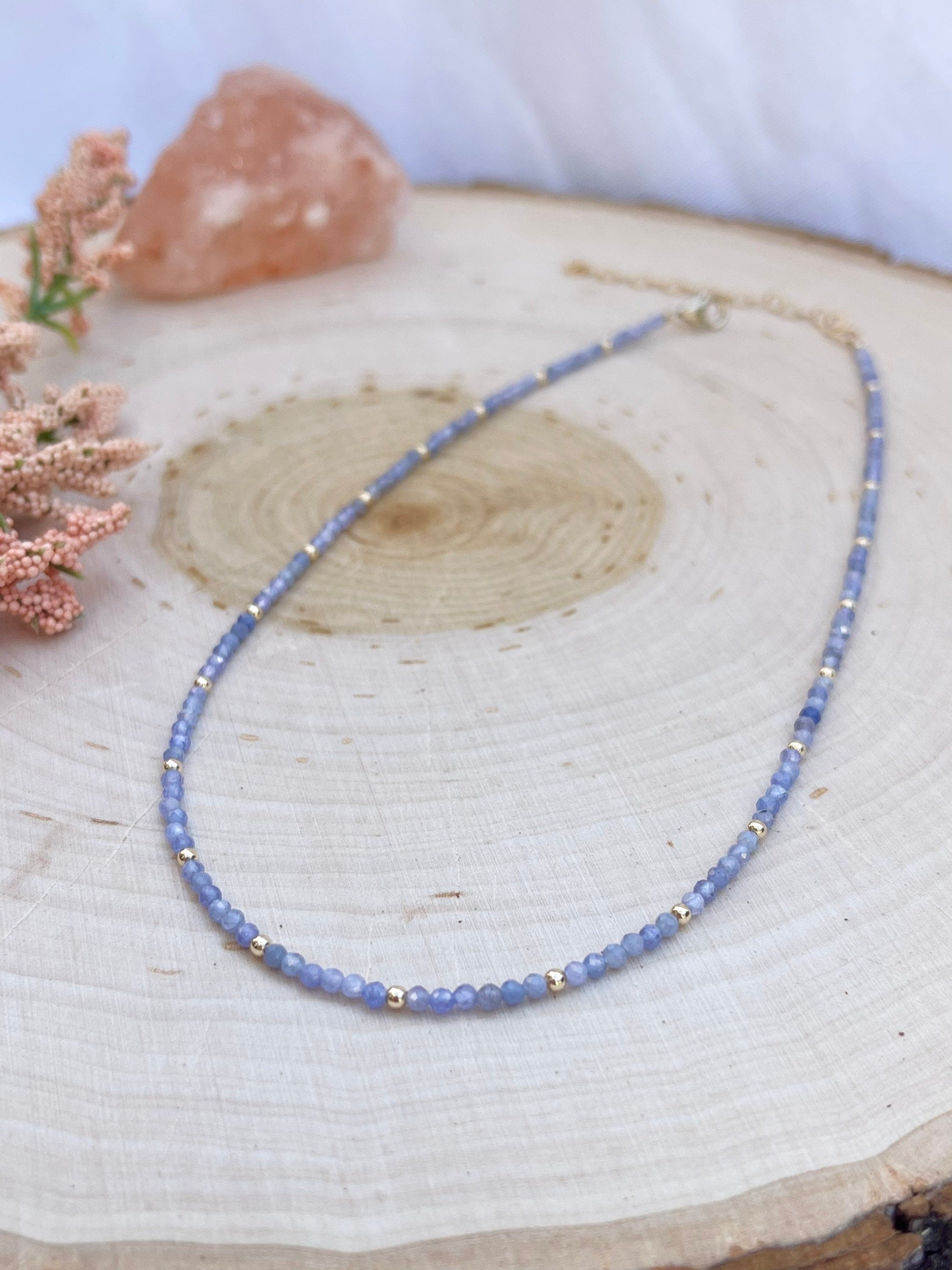 handmade tanzanite gem beaded necklace 