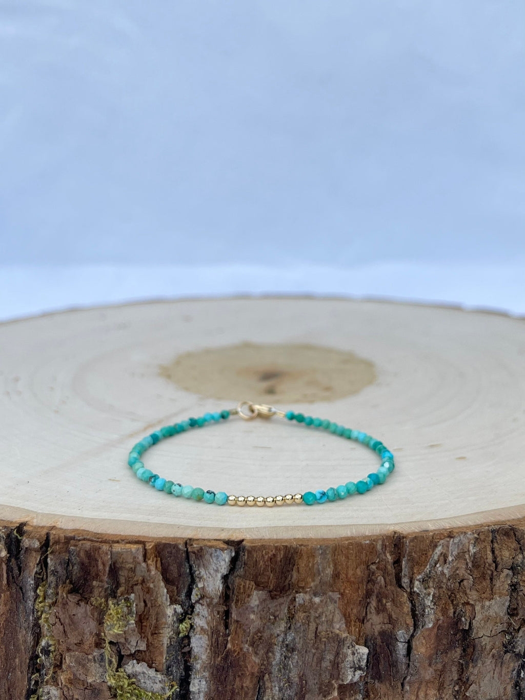 handmade turquoise birthstone gem bracelet with 14k gold filled findings