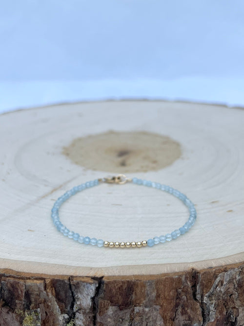 handmade aquamarine stone birthstone bracelet with 14k gold filled 